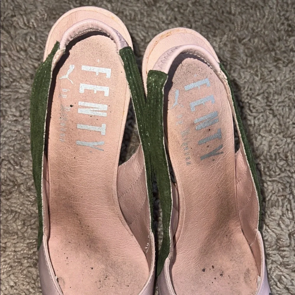 Fenty Puma by Rihanna Pink and Green Slingback laced Heels - Picture 6 of 8
